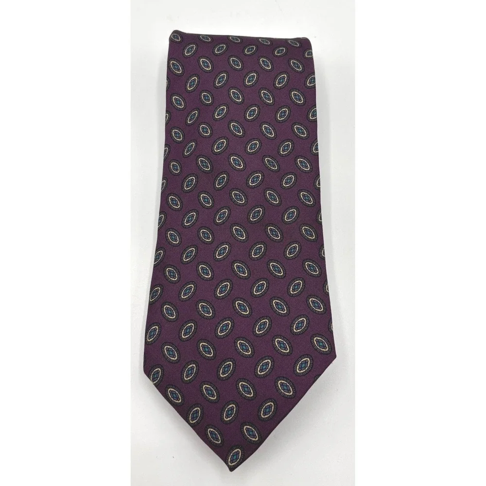 Robert Talbott Best of Class Silk Tie Purple Gold Blue Medallion Made in USA